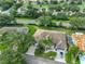 An aerial shot showcasing the house, green space, and a quiet street at 1112 Mcdaniel St # 78, Sun City Center, FL 33573