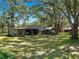 Expansive backyard with mature trees providing ample shade, including storage sheds at 1753 Ranchette Rd, Wesley Chapel, FL 33543