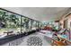 Sunroom with tile flooring, multiple windows with views of the backyard and furniture at 1753 Ranchette Rd, Wesley Chapel, FL 33543