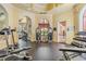 Well-equipped gym with weights, machines, mirrors, and arched windows at 2739 Via Capri # 1039, Clearwater, FL 33764
