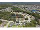 Beautiful aerial view of a single-Gathering home with mature trees and a pond in the backyard at 4617 Basswood St, Land O Lakes, FL 34639