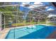 Inviting screened pool with swan floats, providing a relaxing oasis with views of the backyard and beyond at 4617 Basswood St, Land O Lakes, FL 34639