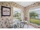 Charming breakfast nook features decorative wallpaper, large windows, and outdoor views at 4712 Coachmen Rd, New Port Richey, FL 34655