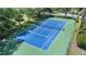 Overhead view of community tennis courts surrounded by mature trees and foliage at 9126 Cypress Keep Ln, Odessa, FL 33556