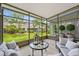 Screened-in patio with comfortable seating and lush backyard view at 10208 Westpark Preserve Blvd, Tampa, FL 33625