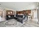 Open floor plan with living room flows to the kitchen with an archway to the stairwell at 10701 Morning Dew Way, Tampa, FL 33647