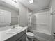 Clean bathroom featuring a shower/tub combo with modern fixtures at 12931 Twin Bridges Dr, Riverview, FL 33579
