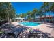 Resort style community pool with lounge chairs and shaded cabana at 5102 Pheasant Woods Dr, Lutz, FL 33558