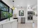 Bright kitchen with stainless steel appliances, white cabinetry, and marble countertops at 5518 21St S Ave, Gulfport, FL 33707