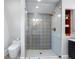 Walk-in shower with glass door, mosaic tile accent wall, and a rainfall shower head at 5518 21St S Ave, Gulfport, FL 33707