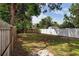 Large back yard features mature trees and privacy fencing at 5519 Kelly N Dr, St Petersburg, FL 33703