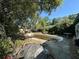 Backyard features an empty in-ground pool surrounded by mature trees at 5853 39Th St N, St Petersburg, FL 33714