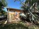 View of the shed surrounded by lush, mature, tropical vegetation at 5853 39Th St N, St Petersburg, FL 33714