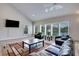 Cozy living room featuring a fireplace, large windows, and comfortable seating, creating a warm and inviting atmosphere at 6338 Newtown Cir # 38A6, Tampa, FL 33615