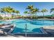 Sparkling community pool surrounded by palm trees and comfortable loungers at 10002 Key Haven Rd # 503, Seminole, FL 33777