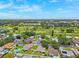 An aerial view overlooking a golf course and houses with swimming pools in a lush community at 12156 Meadowbrook Ln, Largo, FL 33774