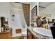 Bright bathroom with decoratively patterned shower curtain, and decorative countertop at 12411 Talpa St, Spring Hill, FL 34608