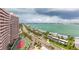 Aerial view of the beachfront condominium complex and the intercoastal at 1340 Gulf Blvd # 16F, Clearwater, FL 33767