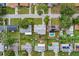 Aerial view of the property showing the house, yard, and surrounding neighborhood at 1825 Welland Dr, Clearwater, FL 33756