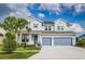 Beautiful two-story home with a two-car garage, manicured lawn, and lush landscaping at 2812 Long Bow Way, Odessa, FL 33556