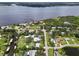 Aerial panorama captures the home, neighborhood, and scenic waterfront views at 358 Highland Shores Dr, Ellenton, FL 34222
