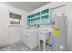Laundry room featuring washer, dryer, utility sink, and water heater at 358 Highland Shores Dr, Ellenton, FL 34222