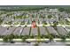 Aerial shot of neighborhood featuring new construction homes with a red pin indicating location at 3800 Night Star, Odessa, FL 33556