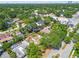 An aerial view of a residential neighborhood with lush greenery and a mix of single-Gathering homes and city skyline in the distance at 4417 W El Prado Blvd, Tampa, FL 33629