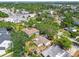 Aerial view of a neighborhood featuring tree-lined streets and houses with a mix of roof types and landscaping at 4417 W El Prado Blvd, Tampa, FL 33629