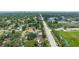 Scenic aerial shot of a tree-lined neighborhood street near schools and facilities, with a distant city skyline at 5895 16Th N St, St Petersburg, FL 33703