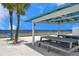 Picturesque view of a covered picnic area on a sandy beach, overlooking the serene ocean at 6186 Seaside Dr, New Port Richey, FL 34652