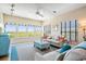 Bright living room with cozy sofas and plenty of natural light from the expansive windows at 6186 Seaside Dr, New Port Richey, FL 34652