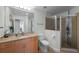 Well-maintained bathroom featuring a shower and granite countertops at 777 N Ashley Dr # 1903, Tampa, FL 33602