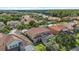 Aerial view showcasing a residential neighborhood with terracotta roofs, manicured landscaping, and community amenities at 8358 Dunham Station Dr, Tampa, FL 33647