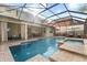 A pristine screened-in pool and patio area with comfortable outdoor seating for relaxing and entertaining at 8358 Dunham Station Dr, Tampa, FL 33647