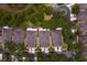 Aerial view of the house rooftops surrounded by lush greenery and a charming neighborhood at 8624 Snowy Owl Way, Tampa, FL 33647