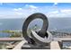 Balcony featuring a unique sculpture with panoramic views of the waterfront and city skyline at 100 1St N Ave # 3905, St Petersburg, FL 33701