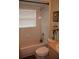 Cozy bathroom featuring a shower and tub combination with a pink toilet and neutral decor at 11323 Highlander Ct, Spring Hill, FL 34609