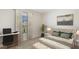 Bright bedroom offers comfortable space and modern decor with study desk and natural lighting at 1217 Cape Chestnut Pl, Ruskin, FL 33570