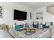 Inviting living room featuring a comfortable seating arrangement, a modern TV, and a bright interior at 12189 Nouveau Ave, Spring Hill, FL 34610