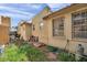 Exterior shot showing yard with foliage, as well as barred windows on the home at 1269 Drew St, Clearwater, FL 33755