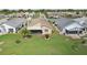 Aerial view of the property showcasing the backyard, screened lanai and surrounding neighborhood at 1901 E Del Webb Blvd, Sun City Center, FL 33573