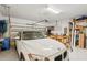 Spacious two car garage with tools and storage racks with a car parked inside at 2427 Nottingham Greens Dr, Sun City Center, FL 33573