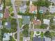 A picturesque aerial view of a neighborhood with lush greenery and sparkling pools at 316 Cedar Ln, Largo, FL 33770