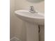 Bathroom close up with pedestal sink and chrome faucet at 33063 Tulip Petal Ln, Wesley Chapel, FL 33545