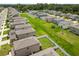An aerial shot shows the community's lush greenery, with backyard trampoline providing a great space for recreation at 36412 Garden Wall Way, Zephyrhills, FL 33541
