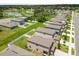 This aerial shot captures the homes' well-manicured lawns and lush greenery, providing a peaceful, inviting atmosphere at 36412 Garden Wall Way, Zephyrhills, FL 33541