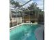 Beautiful backyard pool enclosed with screening, featuring clear water and lush greenery at 4436 Horseshoe Pick Ln, Valrico, FL 33594