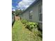 Backyard garden with a fence is bursting with a variety of plants and greenery at 4436 Horseshoe Pick Ln, Valrico, FL 33594