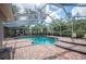 Enclosed pool area offers a refreshing retreat with lush greenery and ample space for relaxation at 511 Duque Rd, Lutz, FL 33549
